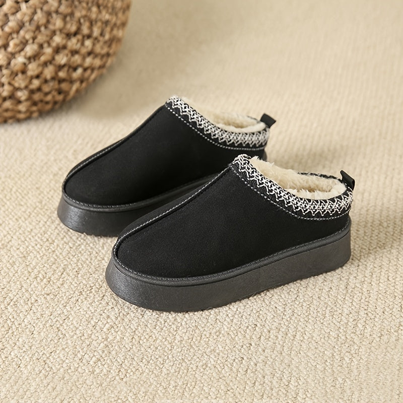 Women's Plush Lined Ankle Boots Warm Home Slippers Cozy Platform Snow Boots