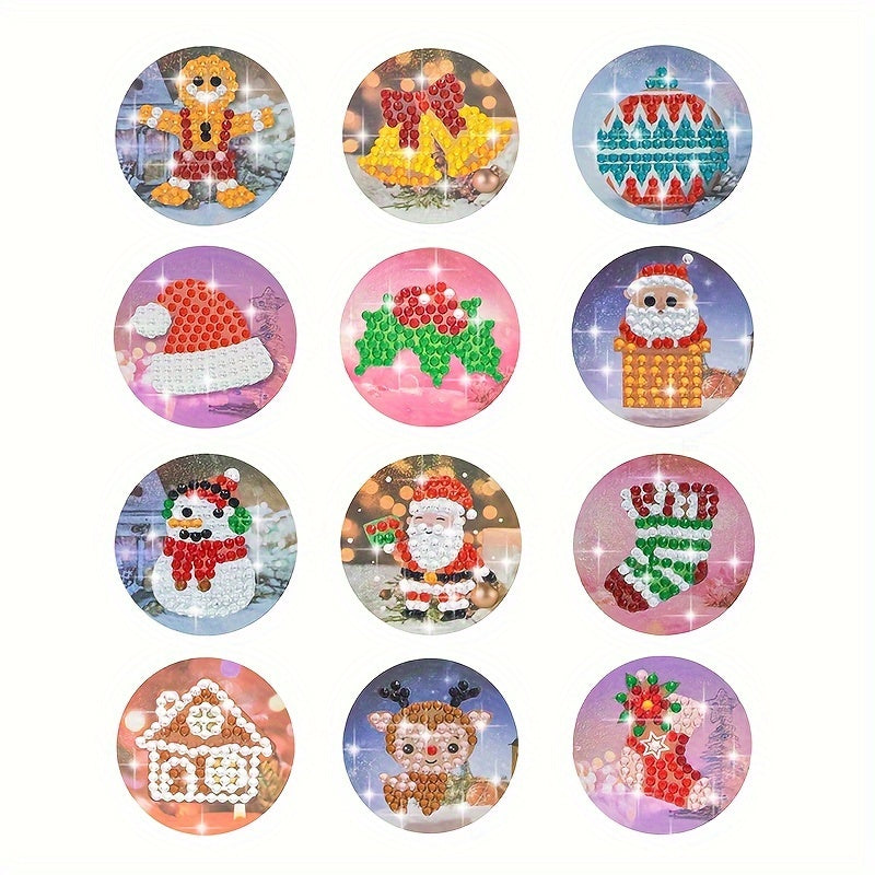 12pcs Christmas Diamond Art Sealing Stickers Kit