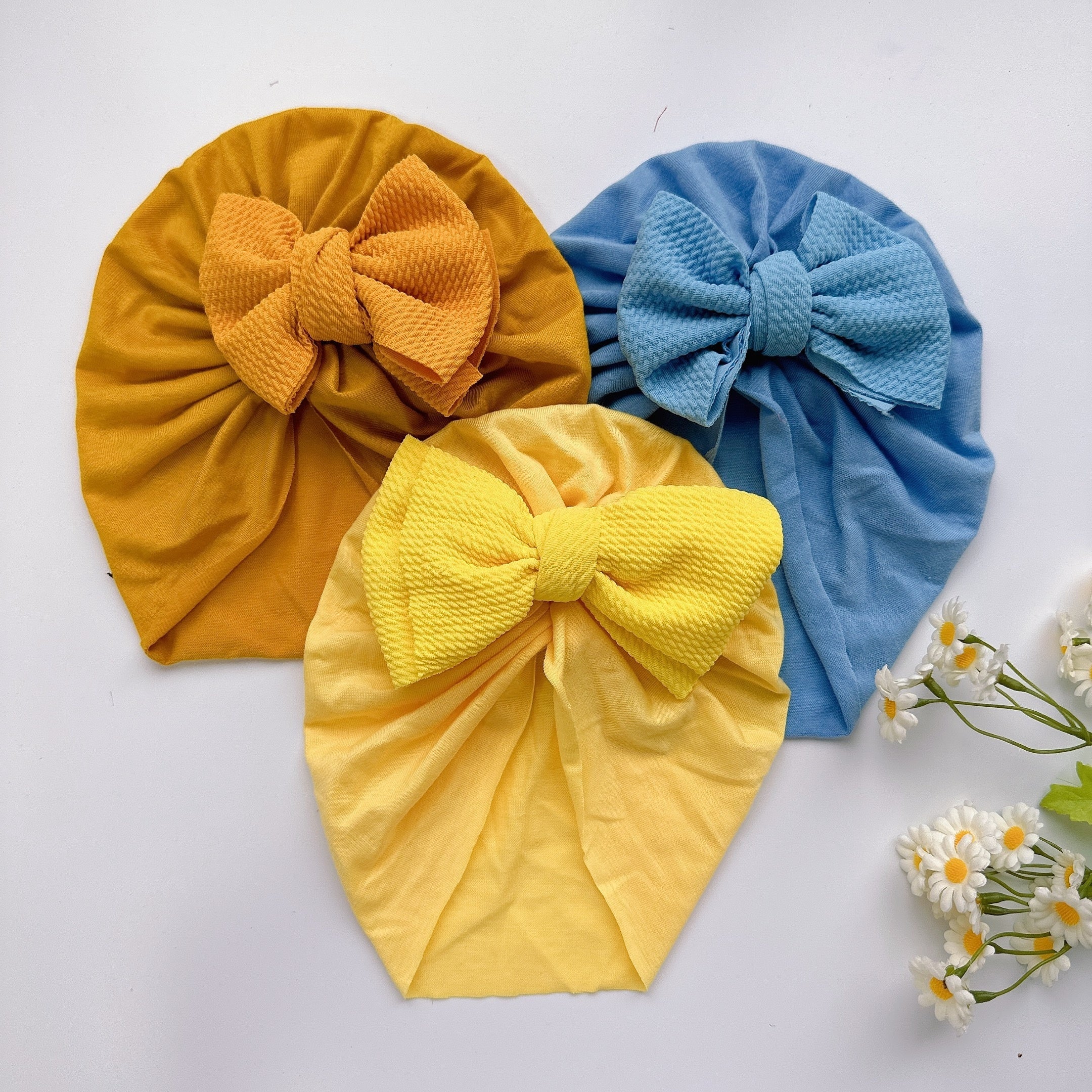 Baby Girls Twill Bubble Bow Turban Soft Hair Wrap Headband