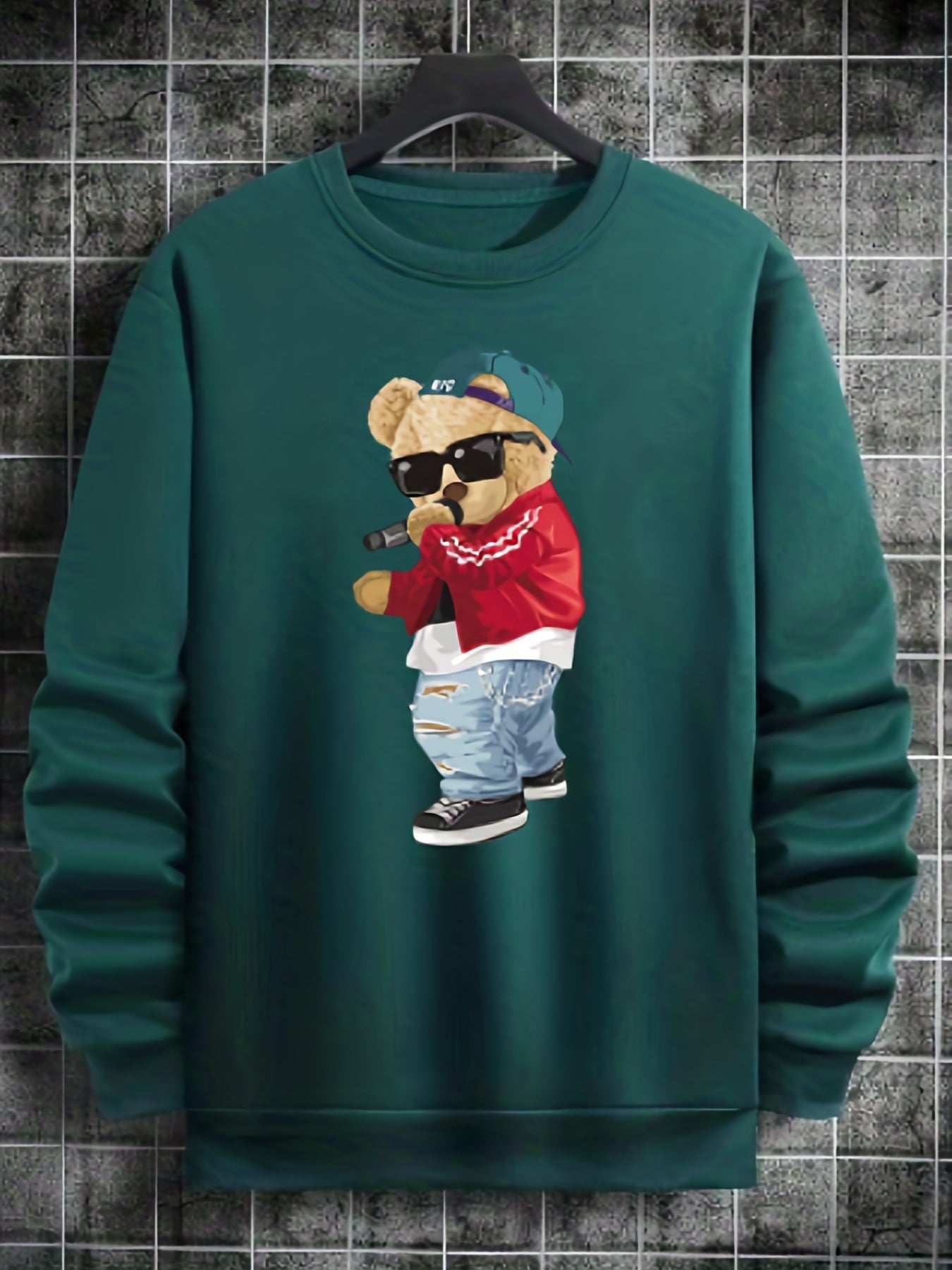 Bear Series Print Boys Casual Long Sleeve Sweatshirt