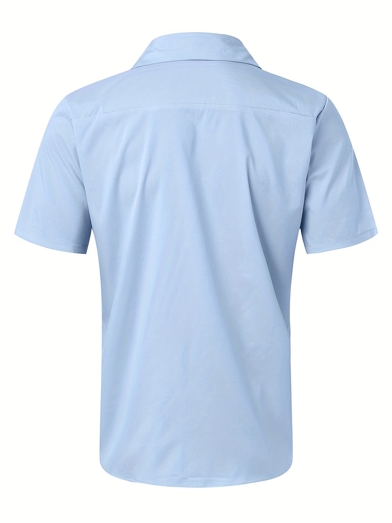 Stripe Print Men's Casual Camp Collar Cotton Short Sleeve Shirt