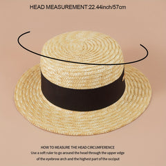Flat Top Straw Hat Seaside Travel Sun Protection Sunshade Beach Hat
