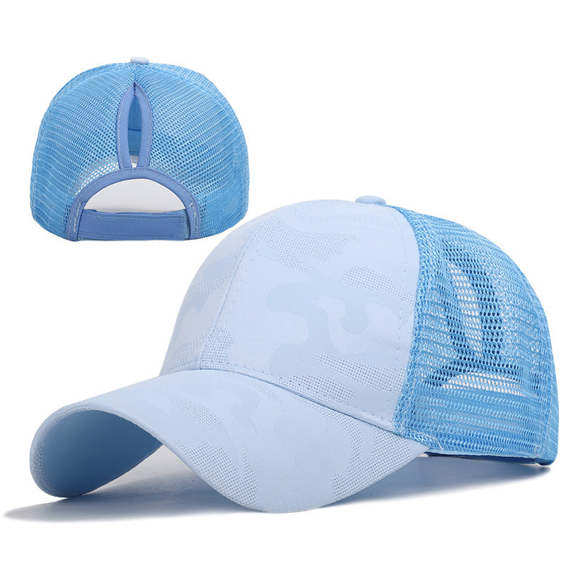 Camouflage Mesh Ponytail Baseball Cap Women Sun Hat
