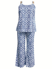 Paisley Print Tank Top & Pants Boho Outfit Set