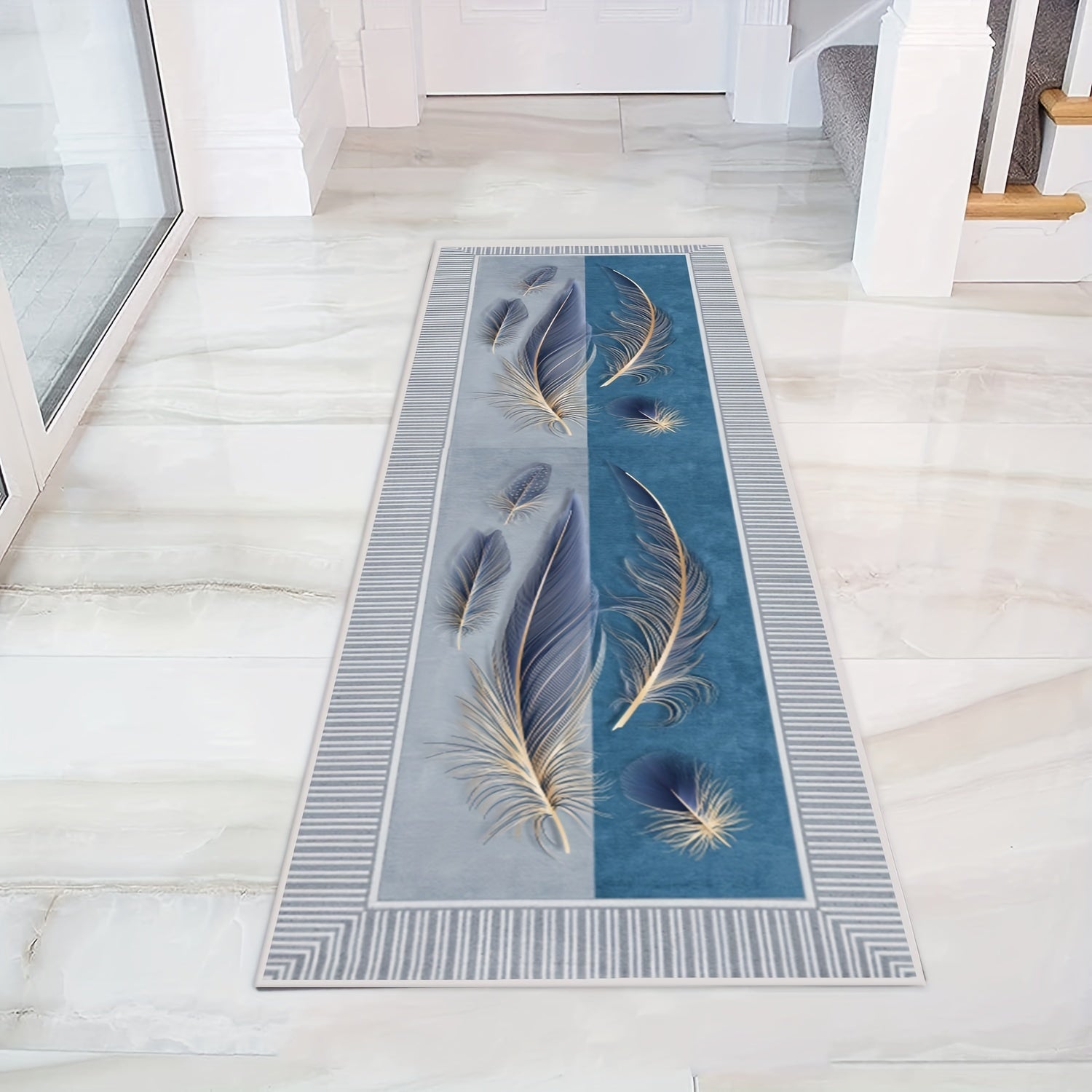 Modern Extra Long Hallway Rug Soft Scandinavian Art Non Slip Machine Washable