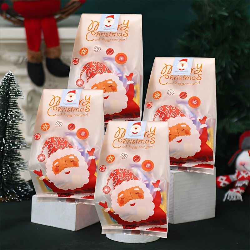 50pcs Christmas Santa Claus Printed Snack Bags