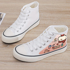 Christmas Cartoon Print Plush Lined Thermal Chunky Canvas Sneakers