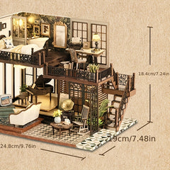 DIY Doll House Hut Time Imprint Attic Building Model Hand assembled House Toy
