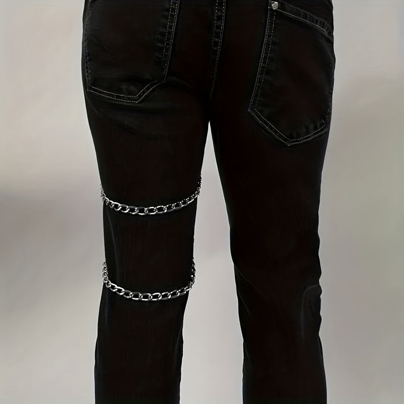 Men's PU Leather Leg Ring Hanging Pants Chain Belt Binding Suspenders