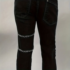 Men's PU Leather Leg Ring Hanging Pants Chain Belt Binding Suspenders