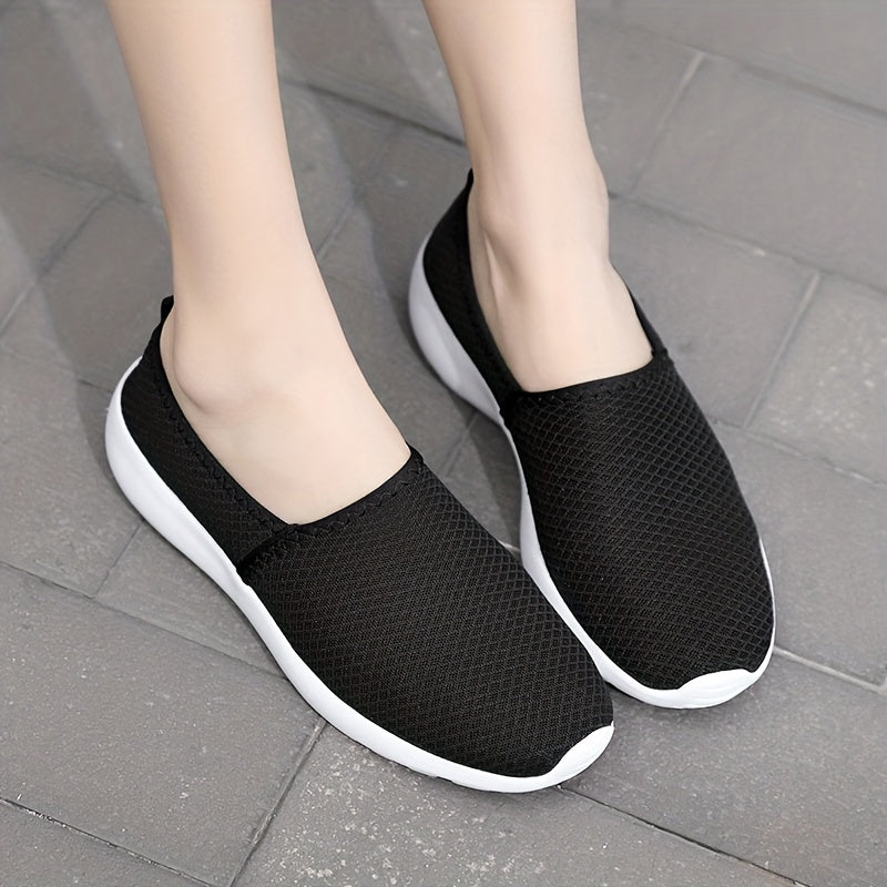 Women's Mesh Flat Shoes Breathable Lightweight Slip On Casual Walking Flats
