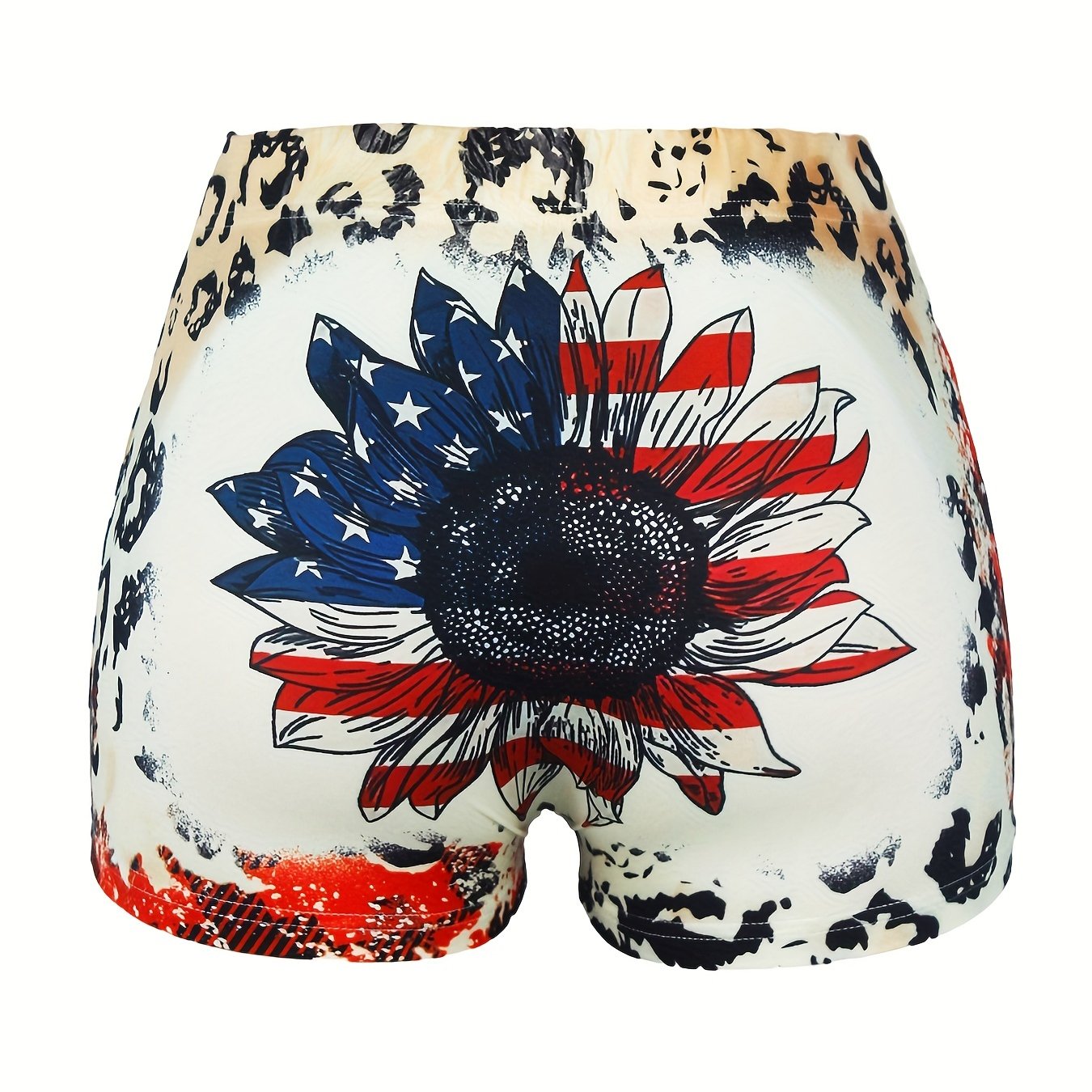 Sexy Shorts Women's Plus Flag & Sunflower & Leopard Print