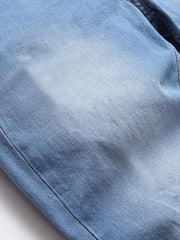 Slim Fit Washed Cotton Jeans Mens Casual Street Style Distressed Mid Stretch Den