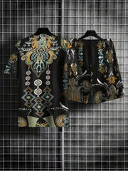 Men's Floral Totem Graphic T-shirt & Active Stretch Shorts Set