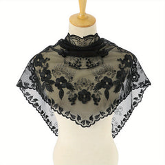 Lace Flower Embroidery Triangle Veil Mantilla Head Wrap