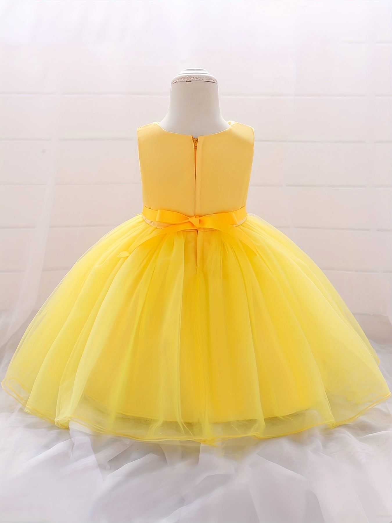 Baby Princess Birthday Dress with Flower Decor
