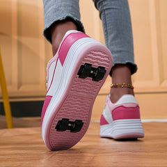Girl's Roller Shoes Detachable Wheel Skate Sneakers Outdoor
