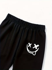 3pcs Boys Active Sweatpants Smiling Print Kids Clothing