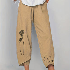 Boho Dandelion Print Harem Pants High Waist Summer Cropped Pants