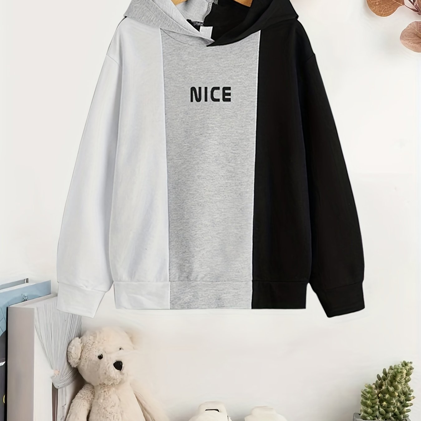 Boy's Cotton Hoodie NICE Print Long Sleeve Top Hooded Pullover