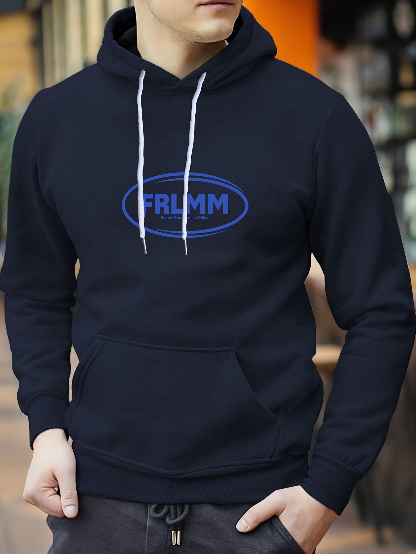 Men's Letter Print Hoodie Casual Graphic Pullover Hooded Sweatshirt