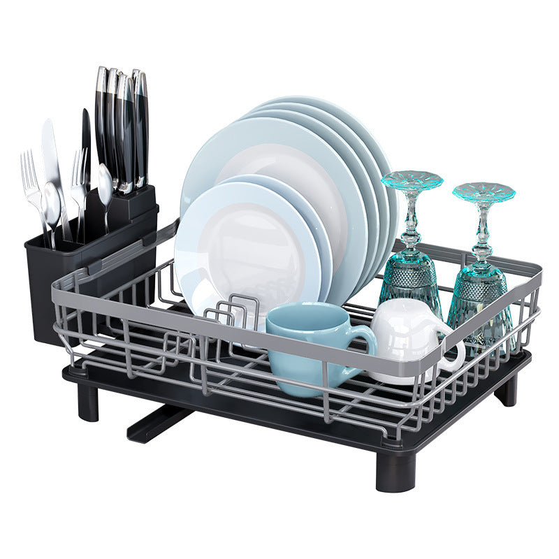 Kitchen Dish Drain Rack with Drainboard and Utensil Holder