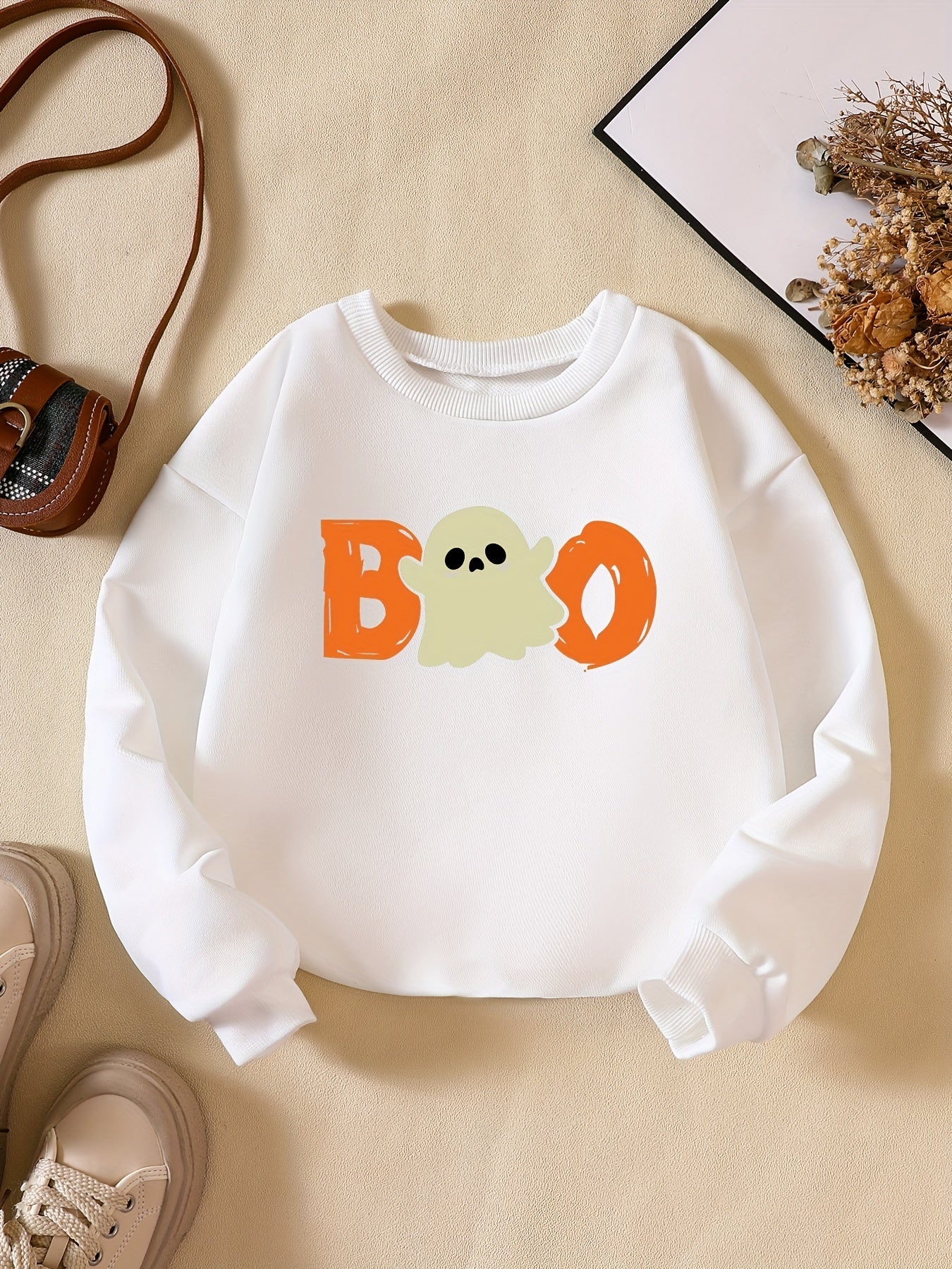 Halloween Party Boo Print Boys Casual Sweatshirt