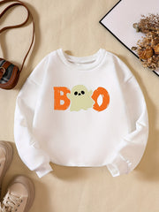 Halloween Party Boo Print Boys Casual Sweatshirt
