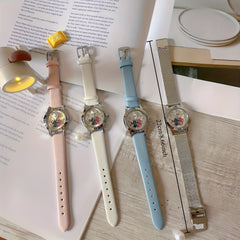 Stitch Cartoon Quartz Watch for Women Digital Display Steel Band