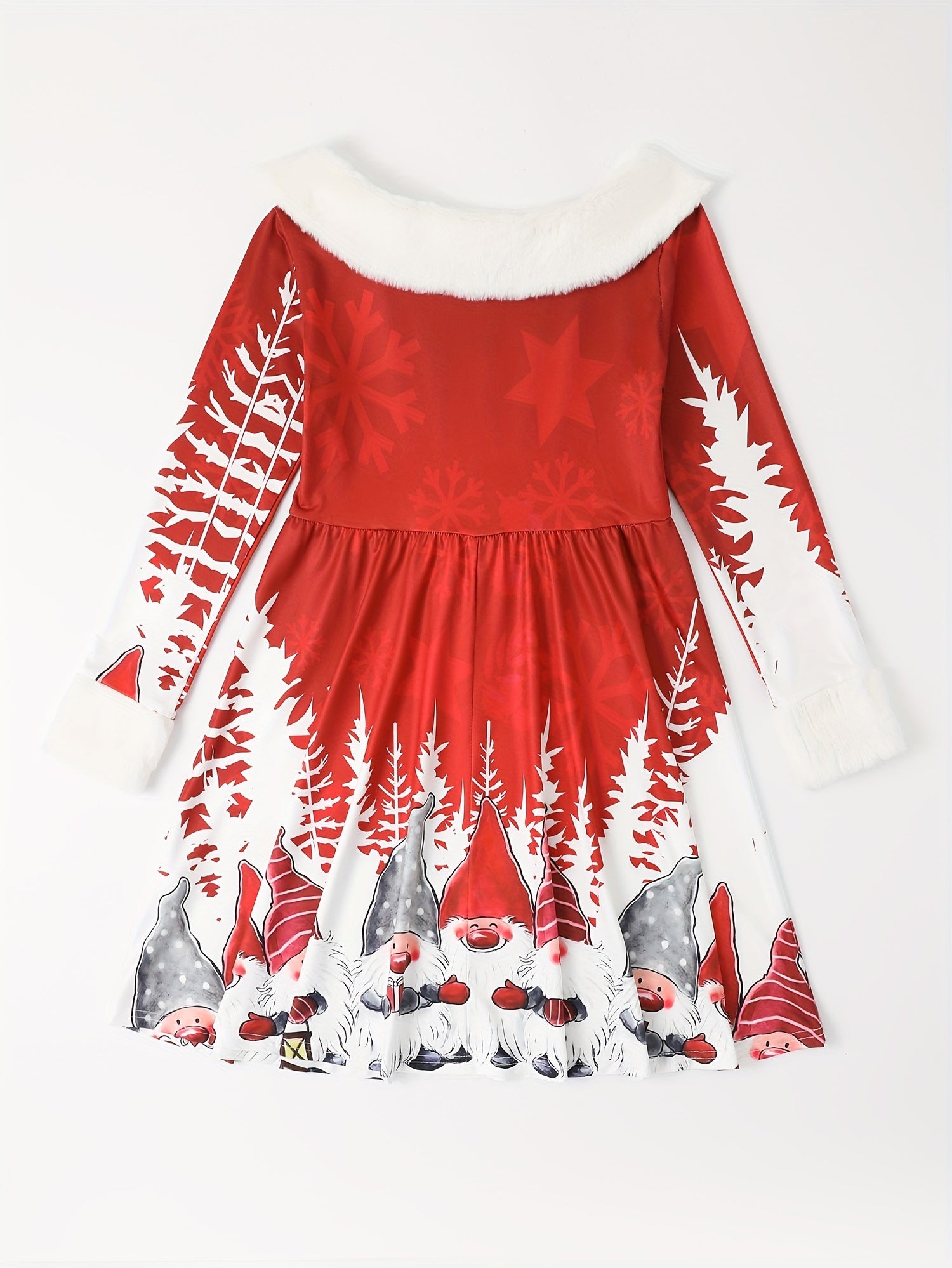 Santa & Reindeer Graphic Christmas Dress Girls