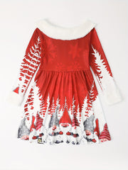 Santa & Reindeer Graphic Christmas Dress Girls