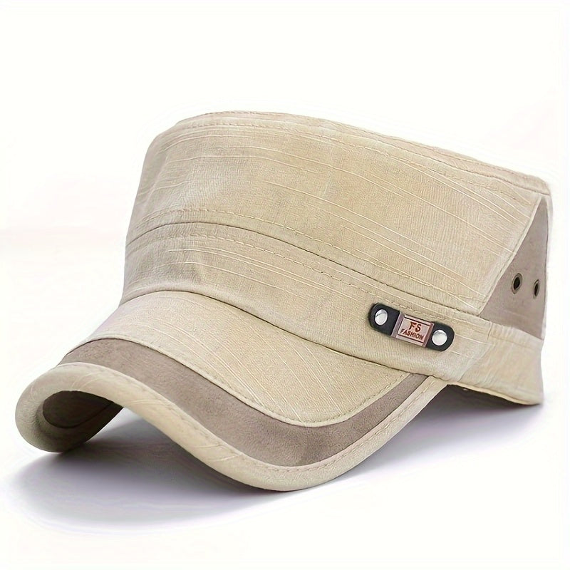 Men's Distressed Vintage Military Flat Top Sun Hat
