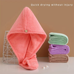 Quick Drying Hair Cap Absorbent Coral Fleece Shower Cap with Thickened Towel