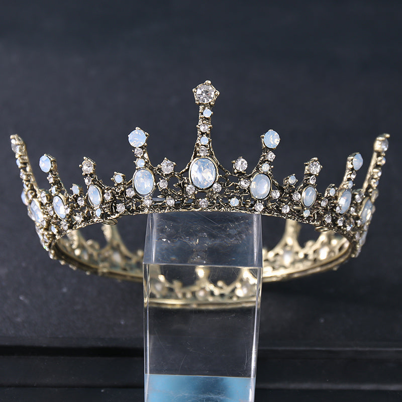 Bronze Baroque Queen Crown Vintage Princess Tiara Crystal Wedding
