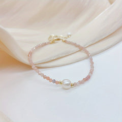Strawberry Crystal Faux Pearl Bracelet for Girls