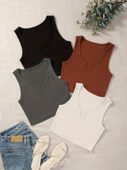 4 Pack Y2K Sleeveless Crop Tank Tops for Summer