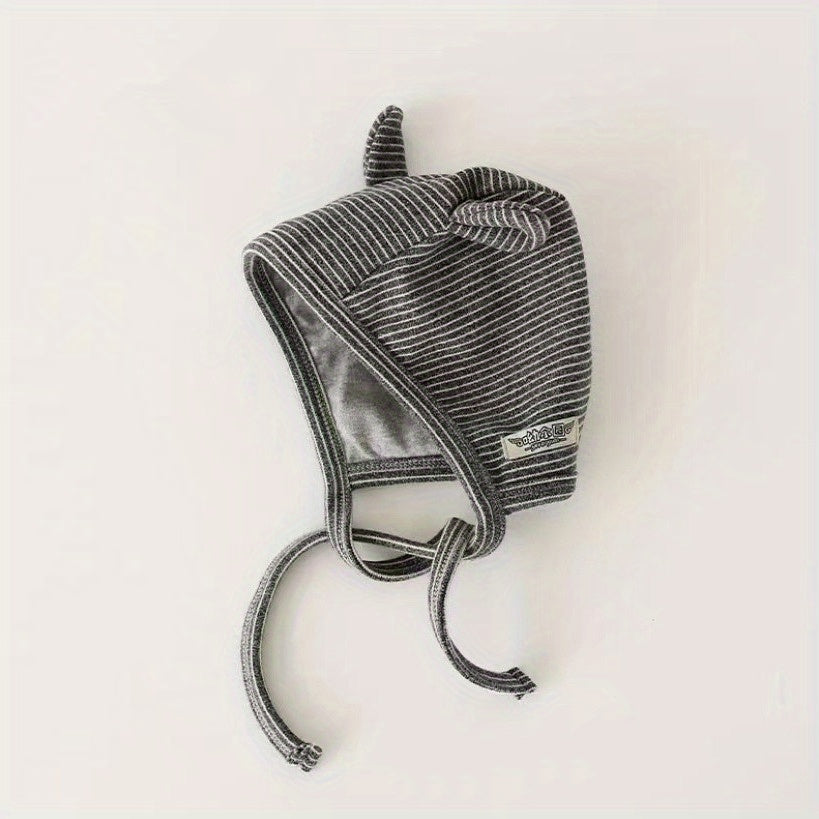 Striped Baby Ear Protection Hat Spring Autumn Cap