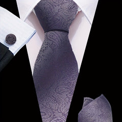 3pcs Men's Tie Set Floral Necktie Handkerchief Clip Set