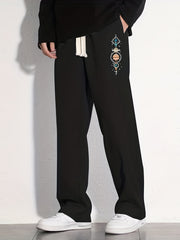 Planet Graphic Pattern Joggers Men's Casual Loose Fit Drawstring Pants
