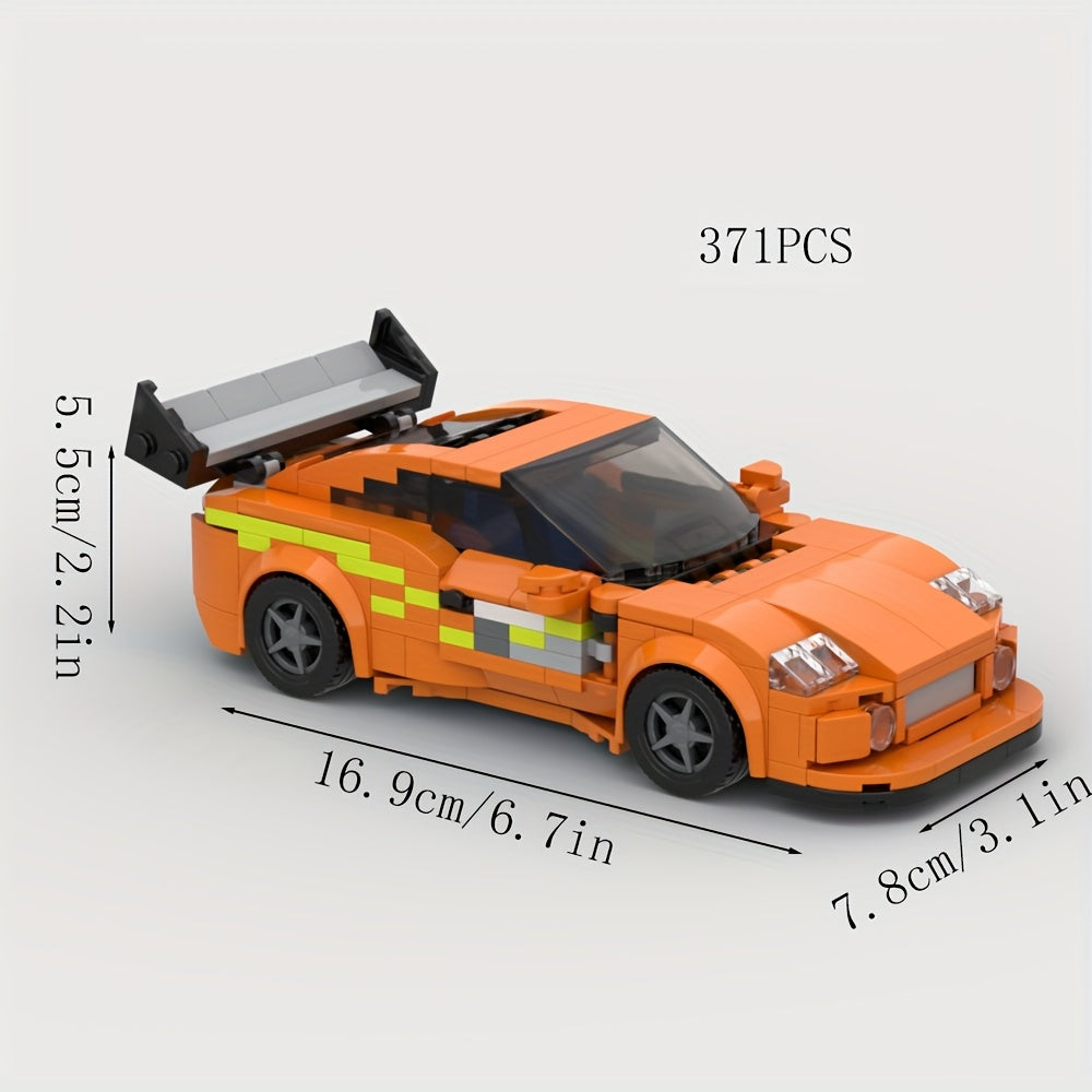 371pcs Orange Racing Car Classic MOC Speed Supercar Building Block Set