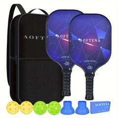 AOFTENA Pickleball Paddles Set with 2 Fiberglass Paddles, Bag, 6 Balls