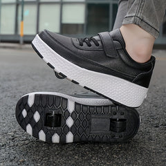 Boys Roller Shoes Hook & Loop Closure Skate Sneakers