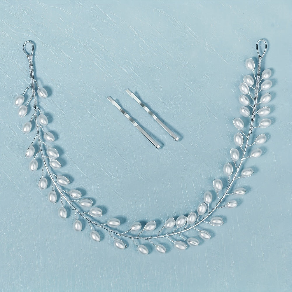 Faux Pearl Hairband Bridal Head Piece