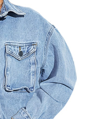 Long Sleeves Denim Coats Single Breasted Button Flap Pockets Lapel Denim Jackets