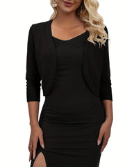 Solid Jacket Casual Open Front Versatile Outerwear Women's Clothing