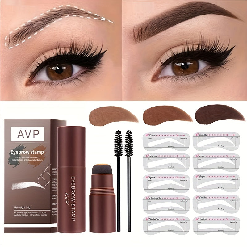 Waterproof Eyebrow Styling Kit Long Lasting Stamp Stick Stencil Brushes