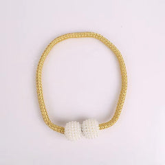 2pcs Faux Pearl Magnetic Curtain Tiebacks Decorative Pearls Rope Holdback