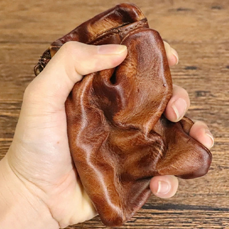 Soft Cowhide Bifold Wallet with Zipper Gift for Dad's Christmas