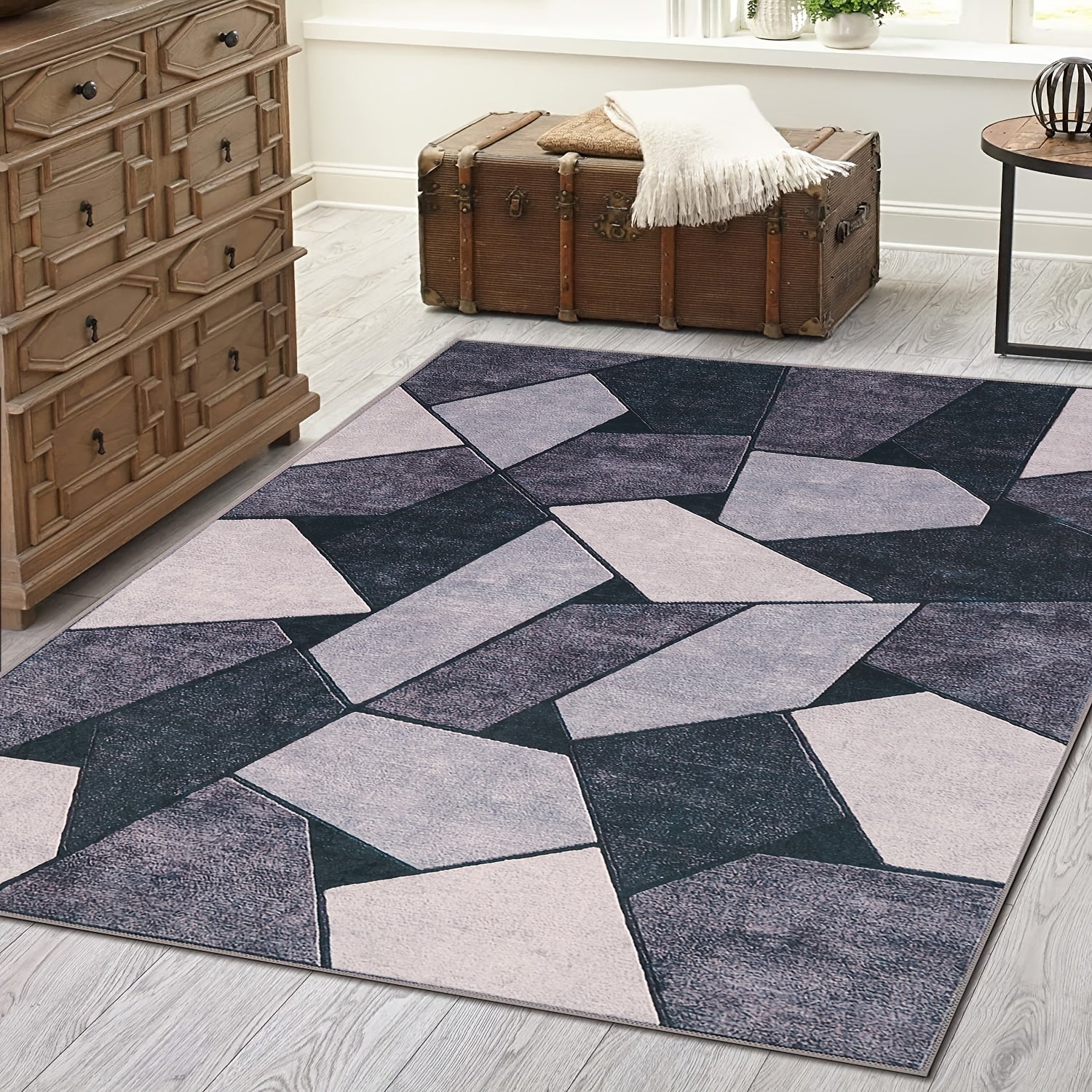 Grey Boho Tribal Area Rug Vintage Distressed Small Entrance Rug