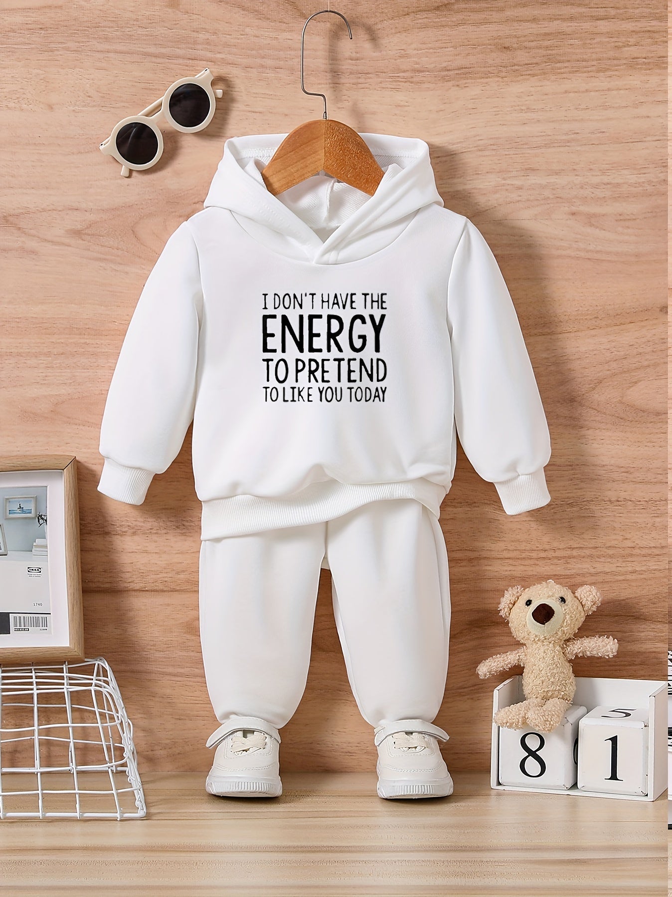 Funny Letter Print Baby Sweatshirt and Trousers Set